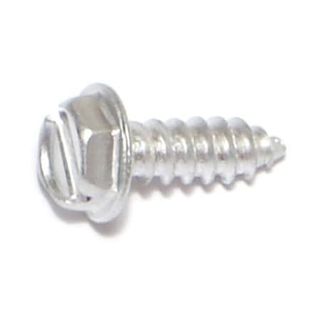 Sheet Metal Screw, #8 X 1/2 In, Aluminum Hex Head Slotted Drive, 100 PK